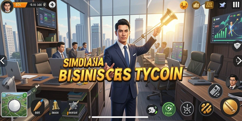 Tampilan utama gameplay 66K dengan elemen Tycoon yang menarik.