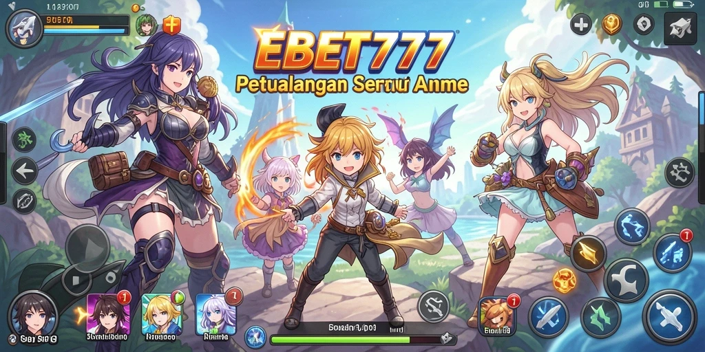 Tampilan gameplay seru dari EBET777 dengan karakter anime yang menarik.