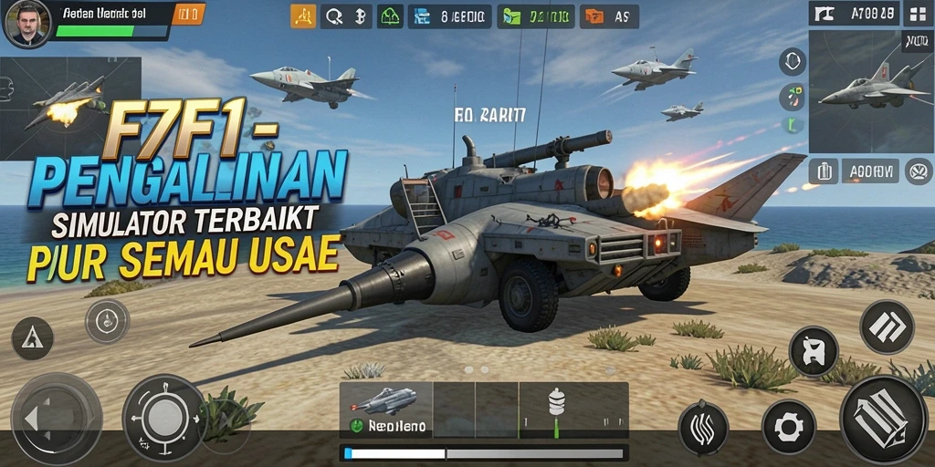 Tangkapan layar F7F7 menampilkan gameplay simulasi yang dinamis dan interaktif.