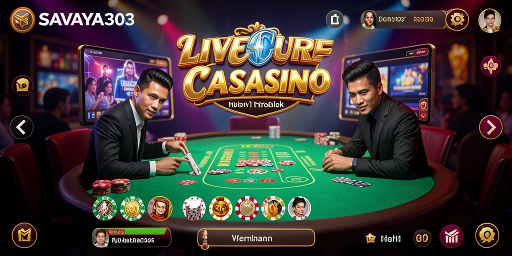 Tampilan menarik dari gameplay Live Casino yang mengesankan.