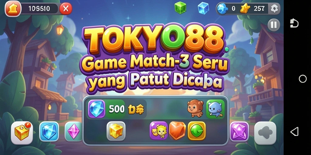 Screenshot TOKYO88 yang menampilkan gameplay Match-3 yang seru.